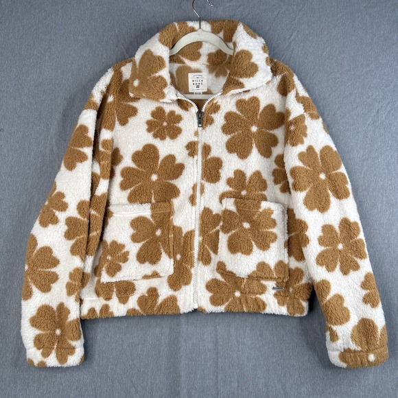 Billabong Jackets & Blazers - Billabong Womens Cozy Days Sherpa Flower Print Fleece Jacket Size Large